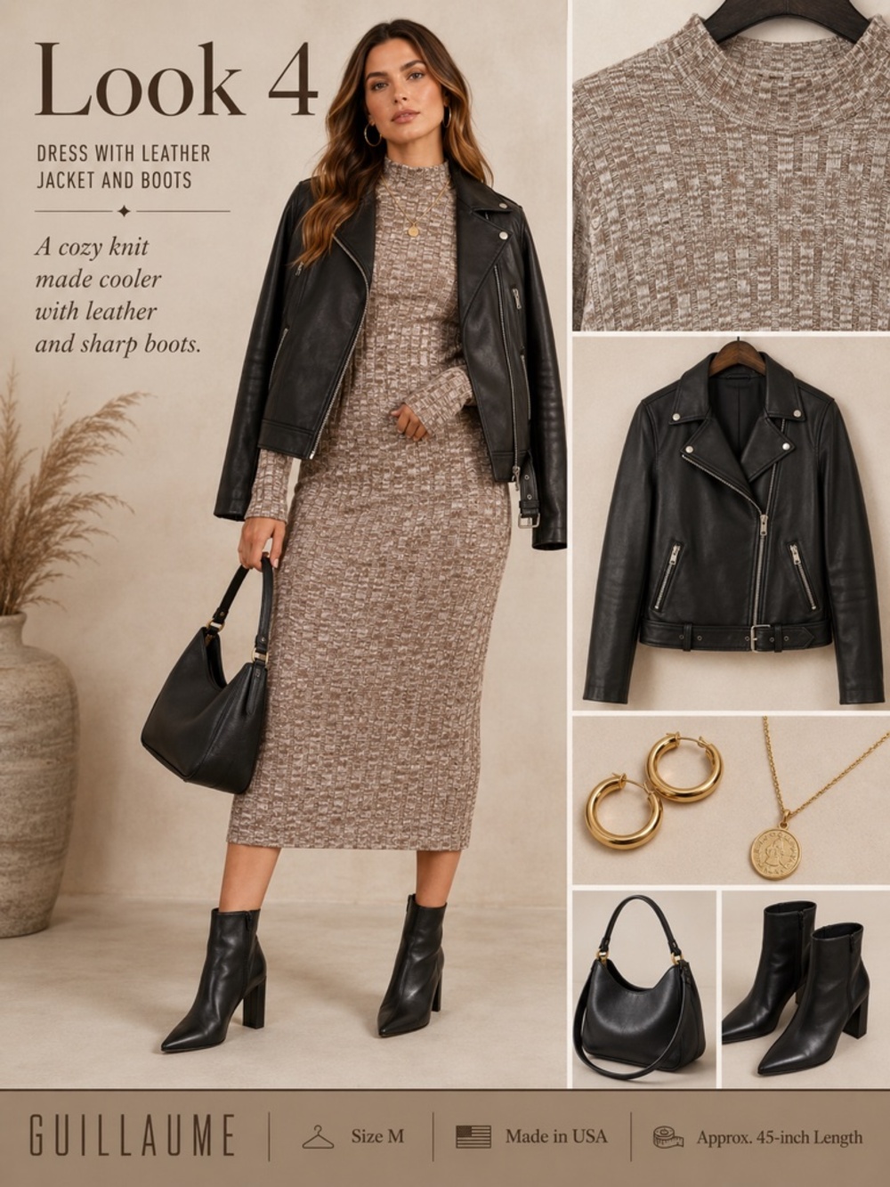 Guillaume - 2 pc Knit Mock Neck Dress + Matching Duster Set - SzM - Picture 5 of 16